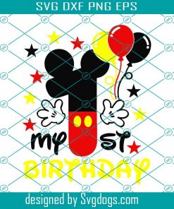 Mouse Number One Balloon Cute Mouse Happy First Birthday Oh Toodles Svg, Mouse Svg, Disney Svg, Birthday Svg