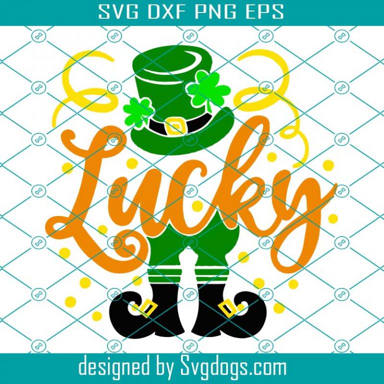 St Patricks Day Lucky Green Shamrock Lucky With Leprechaun Hat Svg St