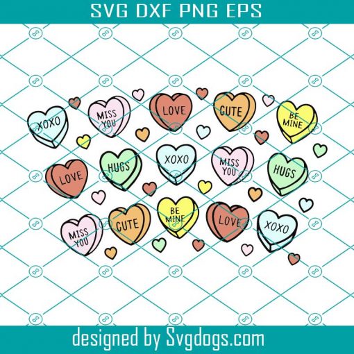 Candy Hearts Starbucks Cup Svg, Valentines No Hole Wrap Svg, Hearts Starbucks Wrap Svg