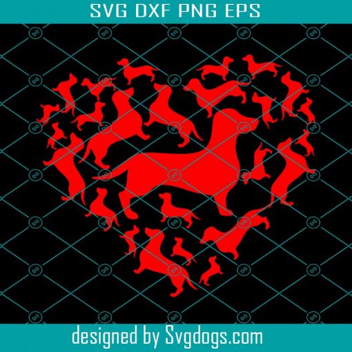 Cute Valentines Day Dachshund Dog Hearts Puppy Lover Svg, Valentines Svg, Dog Svg