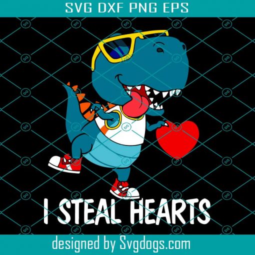 I Steal Hearts T Rex Heart Svg, I Steal Hearts Svg, T Rex Svg, Valentines Day Svg