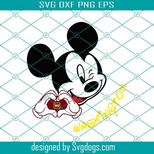 Mickey Loves Washington Football Team Svg, Sport Svg, Mickey Svg, Disney Svg, Washington Football Team Svg