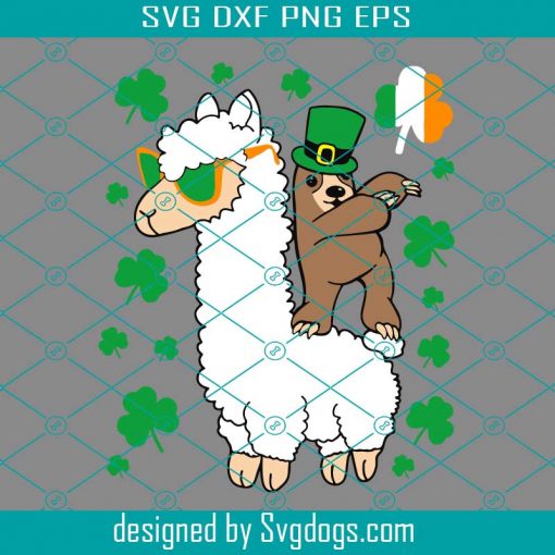 Leprechaun Sloth Riding Llama St Patricks Day Shamrock Svg, Patricks Day Svg