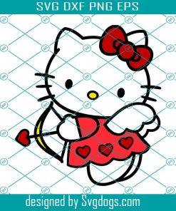 Cupid Kitty Svg, Valentines Day Svg, Cupid Svg, Love Svg, Hello Cat Cupid Svg, Kawai Svg