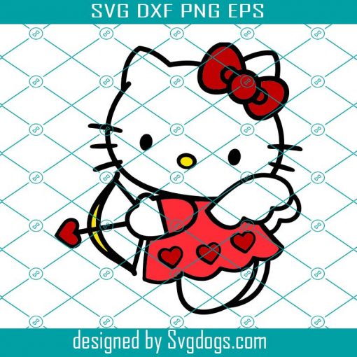 Cupid Kitty Svg, Valentines Day Svg, Cupid Svg, Love Svg, Hello Cat Cupid Svg, Kawai Svg