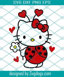 Lady Bug Kitty Svg, Valentines Day Svg, Cupid Svg, Love Svg, Hello Cat Cupid Svg, Kawaii Svg