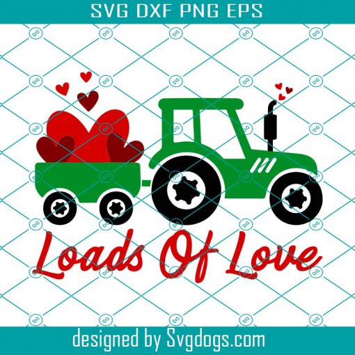 Loads Of Love Svg, Valentines Red Truck Svg, Kids Valentines Svg