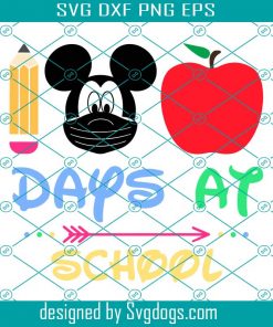 Mouse Face Mask 100 Days Svg, School Pencil Svg, 100th Day At School Svg, Back 2 School Svg