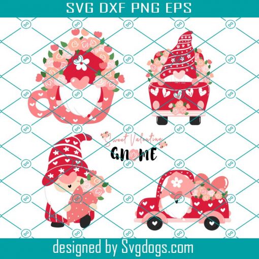 Cute Gnome Valentine With Flower Svg, Cute Gnome Svg, Valentine Svg