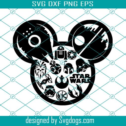 Star Wars Mouse Svg, Mickey Head Svg, Disney Svg, Mickey Svg