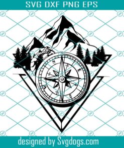 Mountains Tree Compass Svg, Compass Mountain Decals Svg, Nature And Trees Svg , Outdoor Svg, Adventure Svg