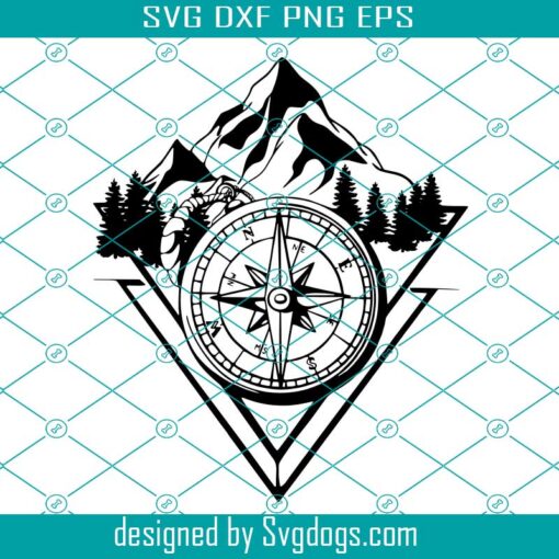 Mountains Tree Compass Svg, Compass Mountain Decals Svg, Nature And Trees Svg , Outdoor Svg, Adventure Svg