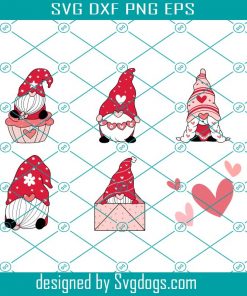 Cute Valentine Gnome In Red Svg, Valentine Svg, Gnome Svg