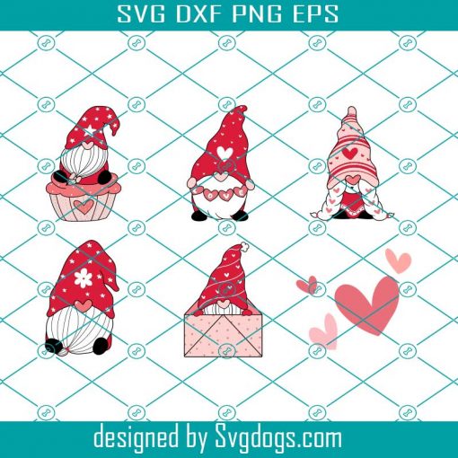 Cute Valentine Gnome In Red Svg, Valentine Svg, Gnome Svg