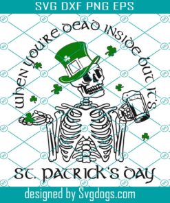 Saint Patrick’s Day Skull Svg, St patrick’s Day Svg, Skull Svg, Skull With leprechaun Hat Svg, Clovers Svg