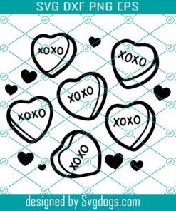Candy Hearts Svg, Conversation Hearts Xoxo Valentine's Day Cute Baby Kids Color Svg, Xoxo Svg