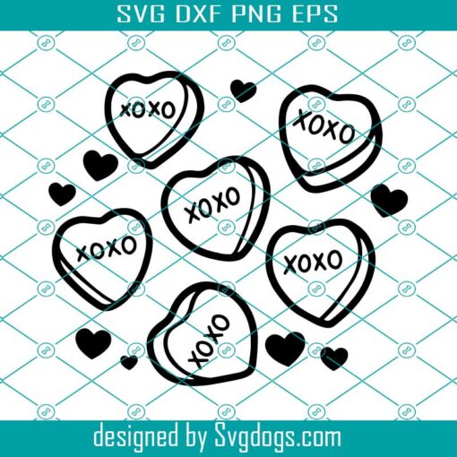 Candy Hearts Svg, Conversation Hearts Xoxo Valentine’s Day Cute Baby Kids Color Svg, Xoxo Svg