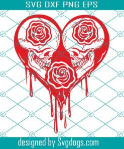 Skull Heart Svg, Valentine Skull Svg, Skull Love Svg, Valentine Heart Skeleton, Valentine Rores Svg, Valentine Shirt Svg