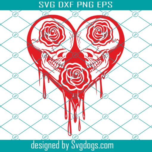 Skull Heart Svg, Valentine Skull Svg, Skull Love Svg, Valentine Heart Skeleton, Valentine Rores Svg, Valentine Shirt Svg
