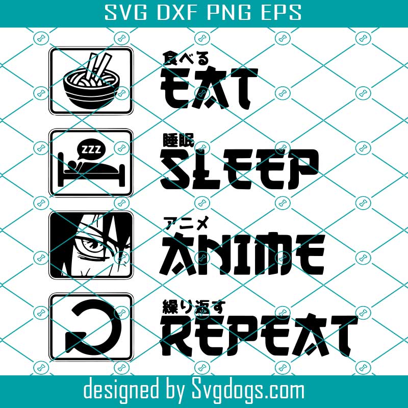 Eat Sleep Anime Repeat Svg, Anime Svg, Manga Svg, Anime Lover Svg
