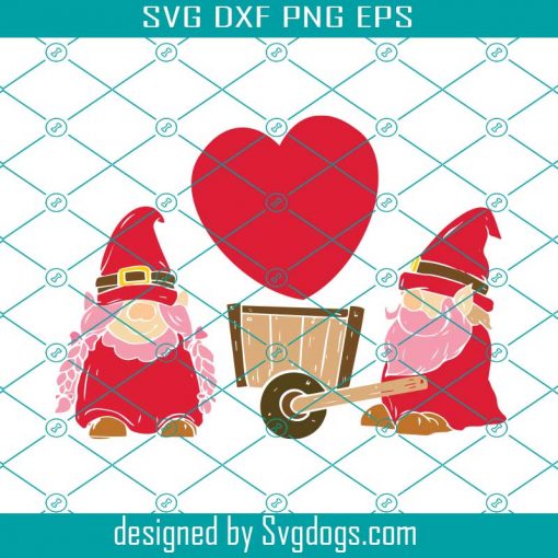 Valentines Day Gnome Barrow Couple Svg, Valentines Day Svg, Gnome Svg