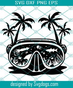 Tropical Scuba Mask Svg, Scuba Diver Mask Svg, Diving Svg, Free Diving Svg