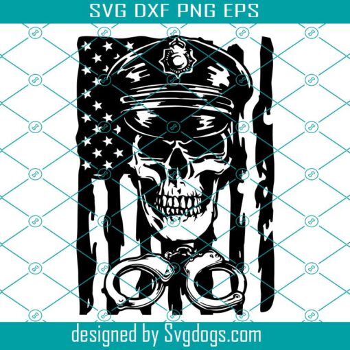 US Police Skull Svg, American Cop Svg, USA Flag Patrol Vehicle 911 Handcuffs Svg