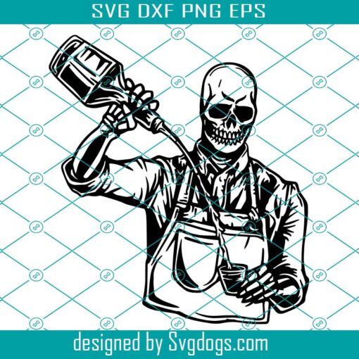 Skeleton Bartender Svg, Alcoholic Drinks Cafe Club Party Svg, Skeleton Svg, Cafe Svg