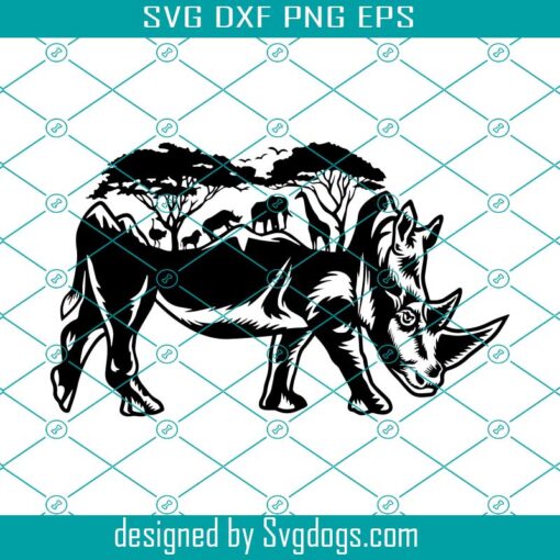 Safari Rhino Svg, Rhinoceros Svg, Wild Animals Svg, Giraffe Elephant Lion Ostrich Svg