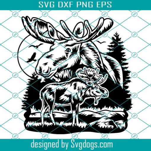 Moose Svg, Forest Svg, Wild Animal Svg, Love Moose Svg