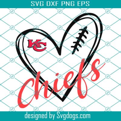 KC Chiefs Football Heart Svg, KC Chiefs Svg, Football Svg, Sport Svg