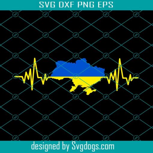 Ukraine Heartbeat Svg, American Ukrainian Flag Svg, Support Ukraine Svg, Stand With Ukraine Svg