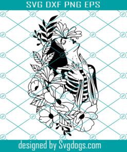 Floral Skeleton Woman Svg, Skull Skeleton Girl With Flowers Svg, Woman With Flowers Svg