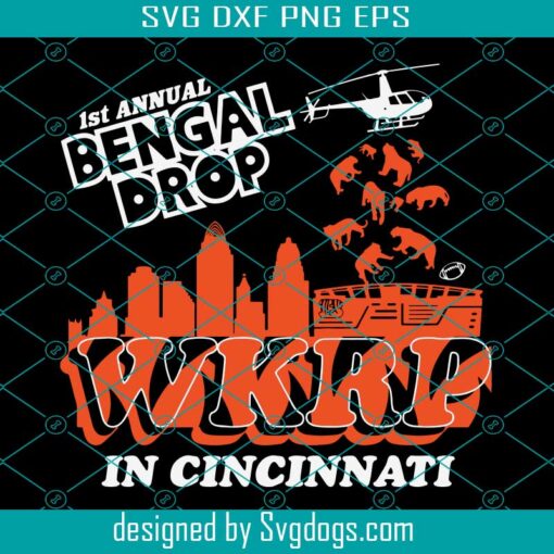 WKRP In Cincinnati First Annual Bengal Drop SVG, Who Dey Bengals PNG, Bengals Football Svg, Cincinnati Bengals Svg, Bengals Shirt Svg, Superbowl Svg