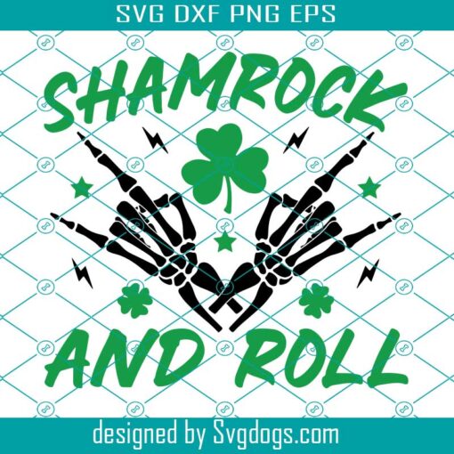 Shamrock And Roll Svg, St.Patrick’s Day Svg, Funny St Patrick Day Svg, St Patrick Day Skeleton Svg, Retro St Patricks Shirt Svg