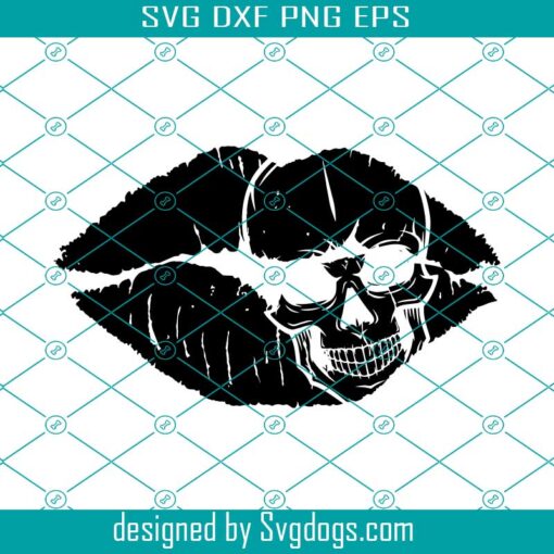 Lip Skull Print Kiss Svg, Lips Skull And Crossbones Svg, Deadly Kiss Svg, Kiss Of Death Svg, Punk Rock Pirate Svg