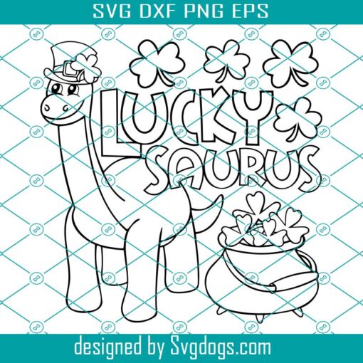 Lucky Saurus Svg, St Patricks Day Dinosaur Svg, Coloring Shirt Svg, Dinosaur Coloring Svg, St Patrick’s Day Dino Svg, Dino Shamrock Svg