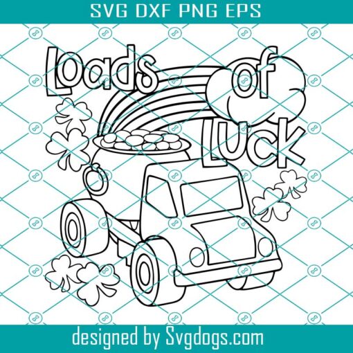 Loads Of Luck Svg, St Patricks Day Coloring Svg, Shamrock Truck Svg, Truck Svg, Lucky Truck Svg, Pot of Gold Svg, Coloring Shirt Svg