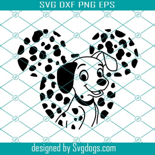 101 Dalmatians Svg, Ears Dalmatian Svg, Dog Cute Svg, Mickey Dog Svg