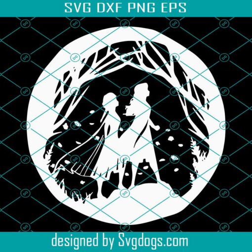 Frozen 2 Elsa & Anna Forest Svg, Frozen 2 Elsa Svg, Disney Svg, Anna Forest Circle Svg