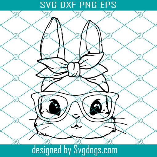 Cute Bunny With Glasses Svg, Bow Svg, Easter Svg, Bunny Svg, Easter Bunny Svg, Bunny Bandana Svg, Christian Svg, Jesus Svg, Religion Svg