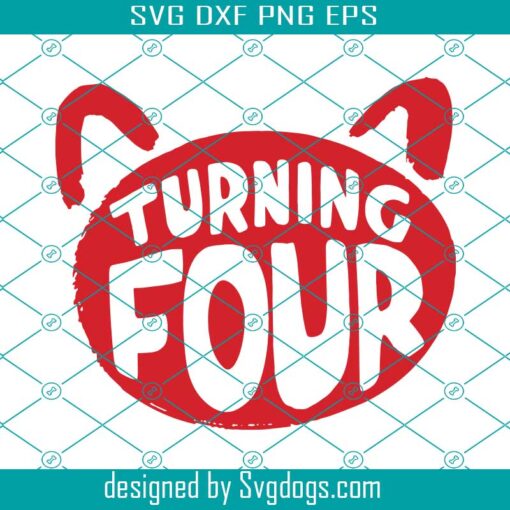 Turning Four Svg, Panda 4th Birthday Svg, Fourth Birthday Design Svg