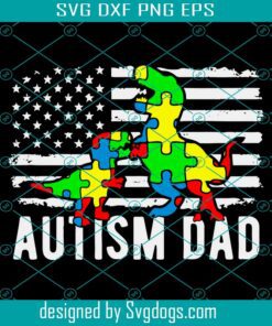 Autism Dad Trex America Flag Svg, Autism Svg, Awareness Svg, Autism Svg