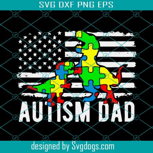 Autism Dad Trex America Flag Svg, Autism Svg, Awareness Svg, Autism Svg