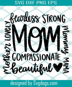 Mom Phrase Collage Svg, Mom Shirt Svg, Mother's Day Gift Svg, Mom Life Svg, Blessed Mama Svg, Hand Lettered Mom Quotes Svg