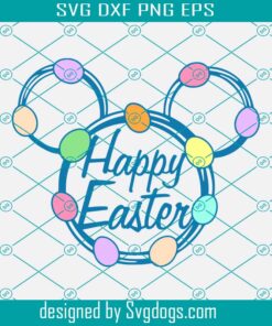 Mouse Head Wreath Svg, 2022 Happy Easter Quote Decor Svg, Happy Easter Svg, Disney Svg