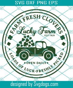 Farm Fresh Clovers Svg, Retro Svg, Green St Patricks Day Svg, Lucky Clover Svg, Shamrock Svg