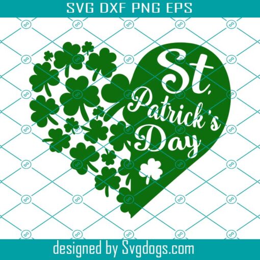 Heart With Shamrock Svg, Green St Patricks Day Svg, Lucky Clover Svg, Shamrock Svg