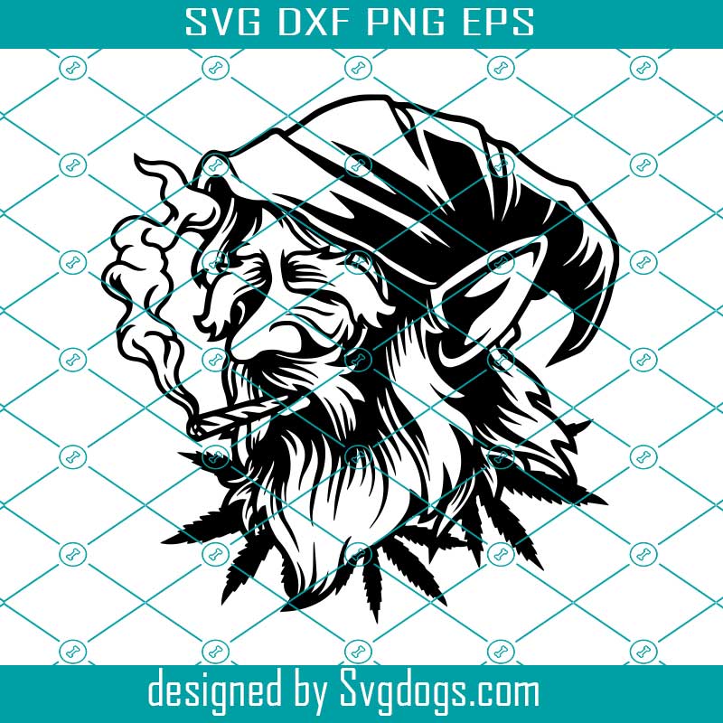Gnomes Smoking Joint Svg, Cannabis Svg, Marijuana Svg, Old Mystical Lucky Gnome Stencil Svg