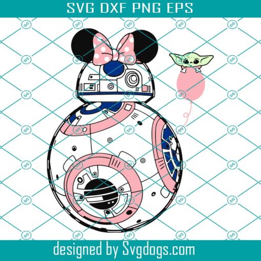 Star Wars Bb 8 Minnie Ears With Yoda Balloon Svg, Mickey Svg, Disney Svg, Yoda And Minnie Svg